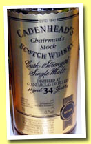 Glenfarclas 34 yo 1973/2007 (43.7%, Cadenhead, Chairman's Stock, bourbon hogshead,198 bottles) 